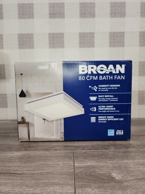 Broan 80 CFM Bath Fan with Humidity Sensing and LED Light, Dimmable